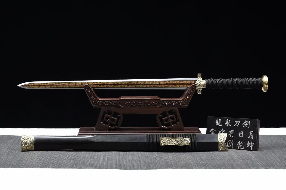 Dragon Han jian Sword,Forged Damascus balde,Brass Fittings