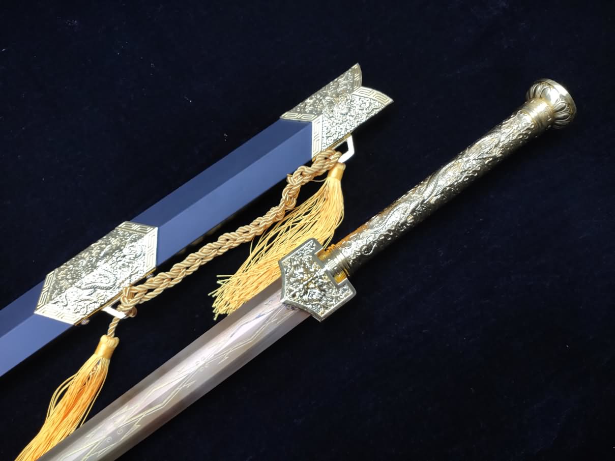 Golden Han Sword,Forged High Carbon Steel Blade,Alloy Scabbard