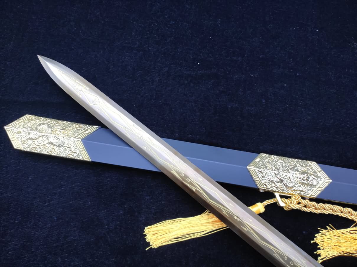 Golden Han Sword,Forged High Carbon Steel Blade,Alloy Scabbard