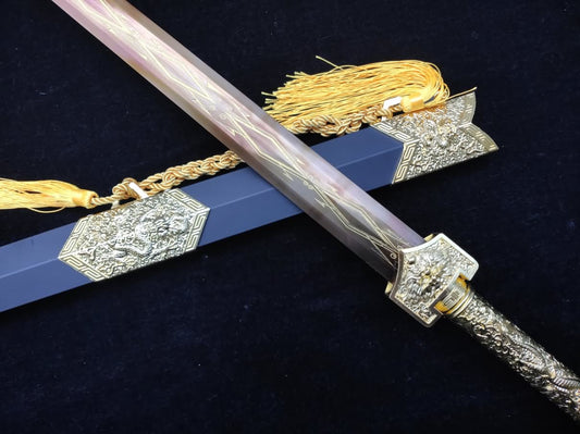 Golden Han Sword,Forged High Carbon Steel Blade,Alloy Scabbard