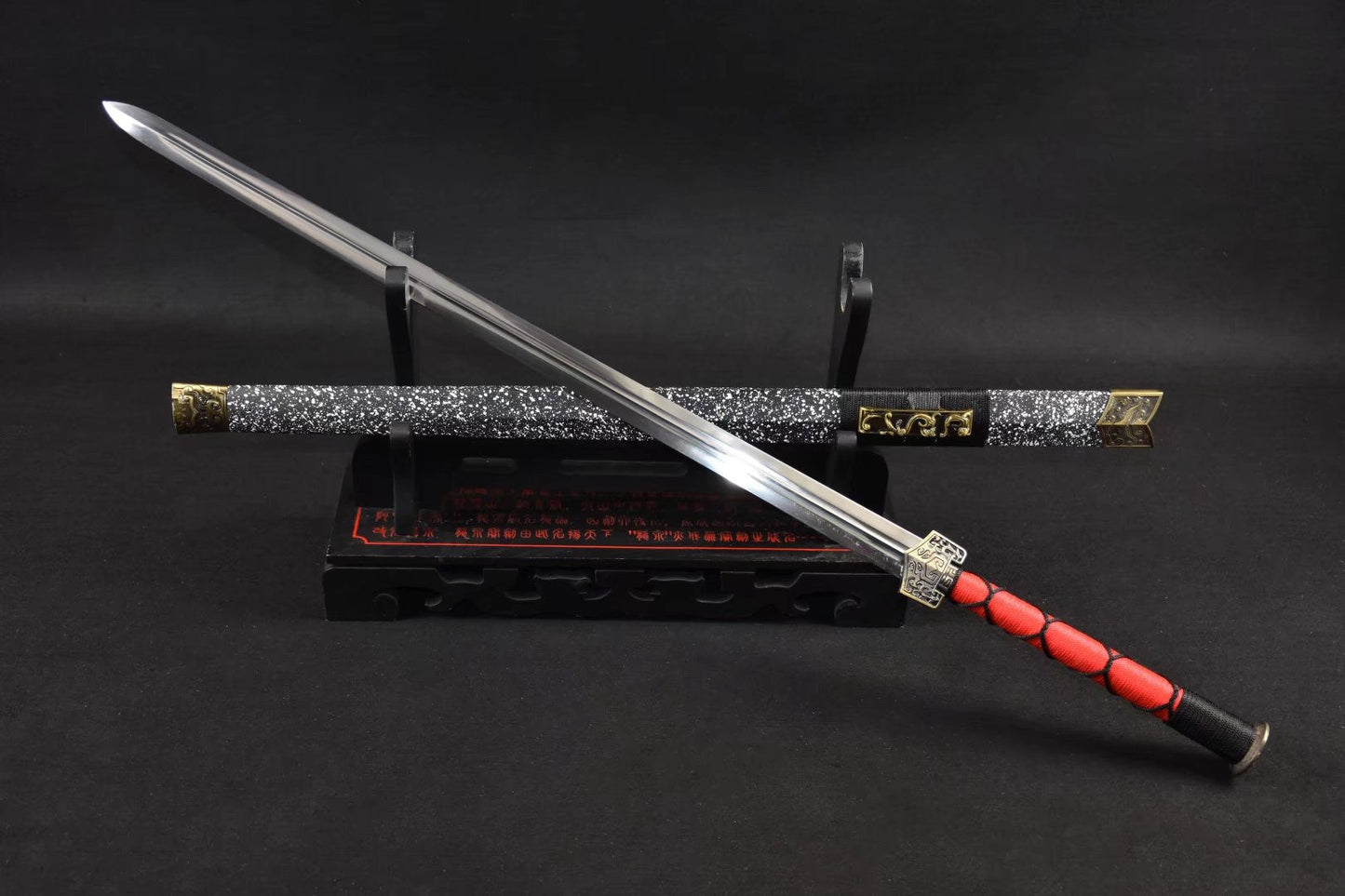 Han jian,Medium carbon steel,Snowflake scabbard,Alloy fitted,Length 42 inch