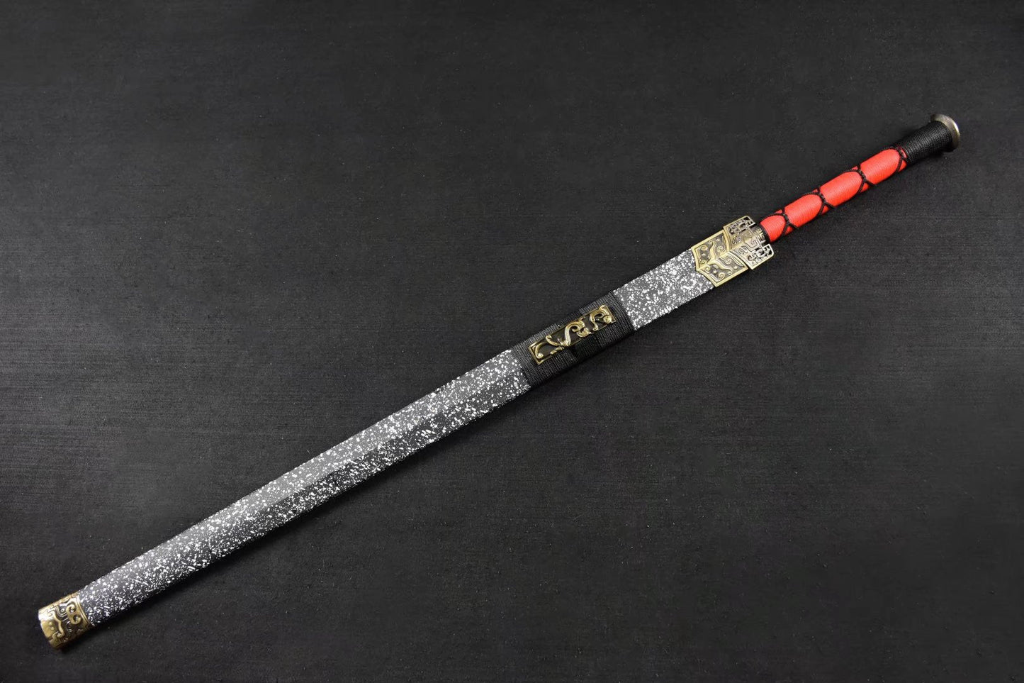 Han jian,Medium carbon steel,Snowflake scabbard,Alloy fitted,Length 42 inch