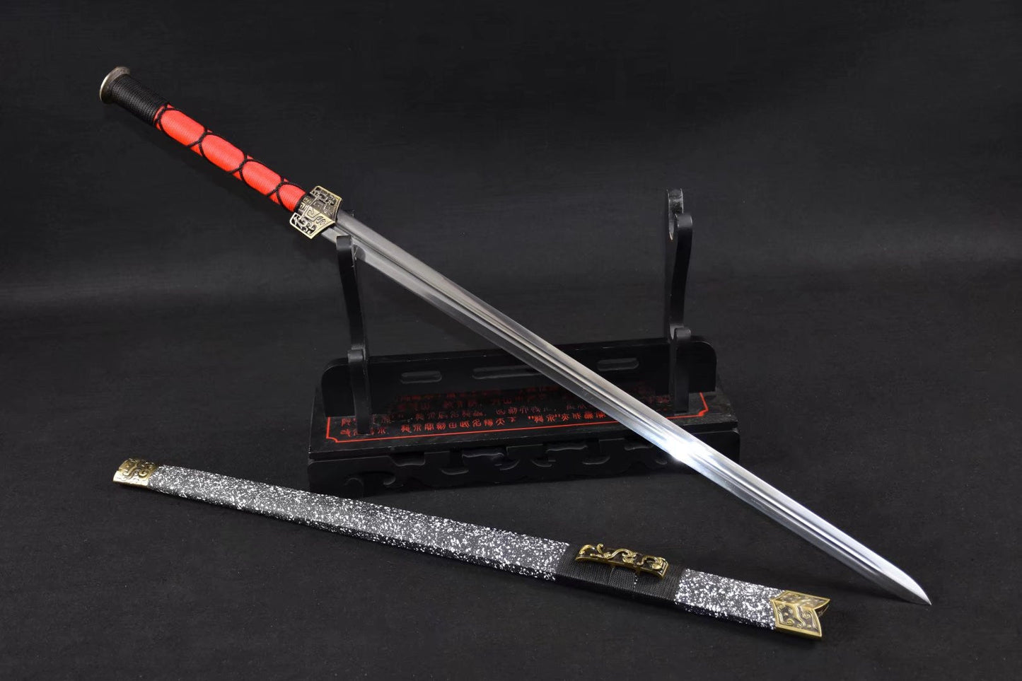 Han jian,Medium carbon steel,Snowflake scabbard,Alloy fitted,Length 42 inch