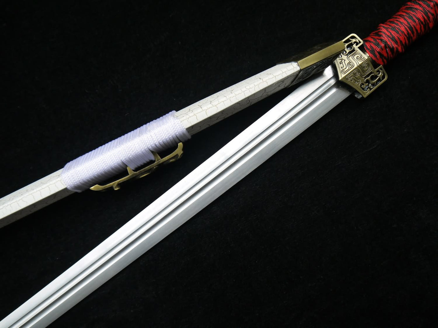 Han jian(Medium carbon steel blade,White scabbard,Alloy)Length 39"