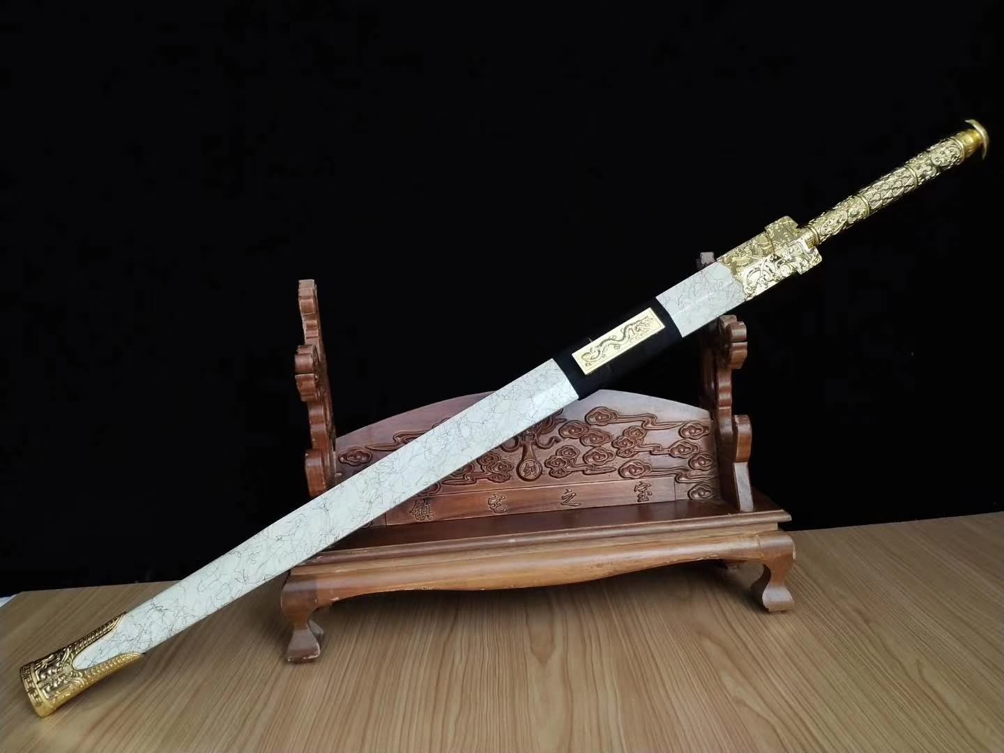 Han jian sword,Medium carbon steel etch blade,Alloy fittings