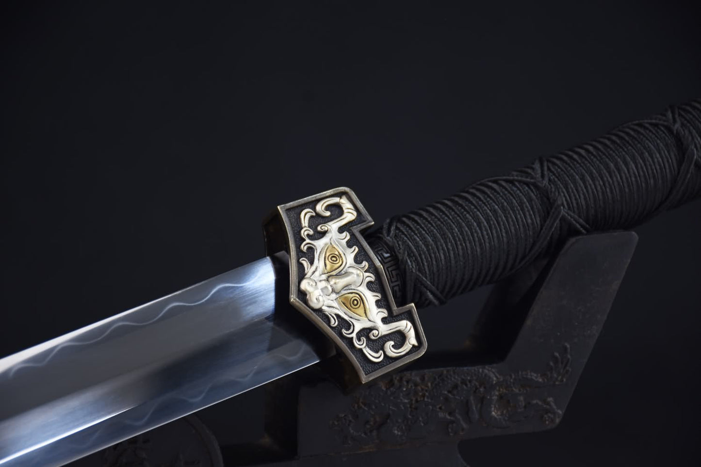 Han jian,T10 High carbon steel blade,Ebony scabbard,Brass