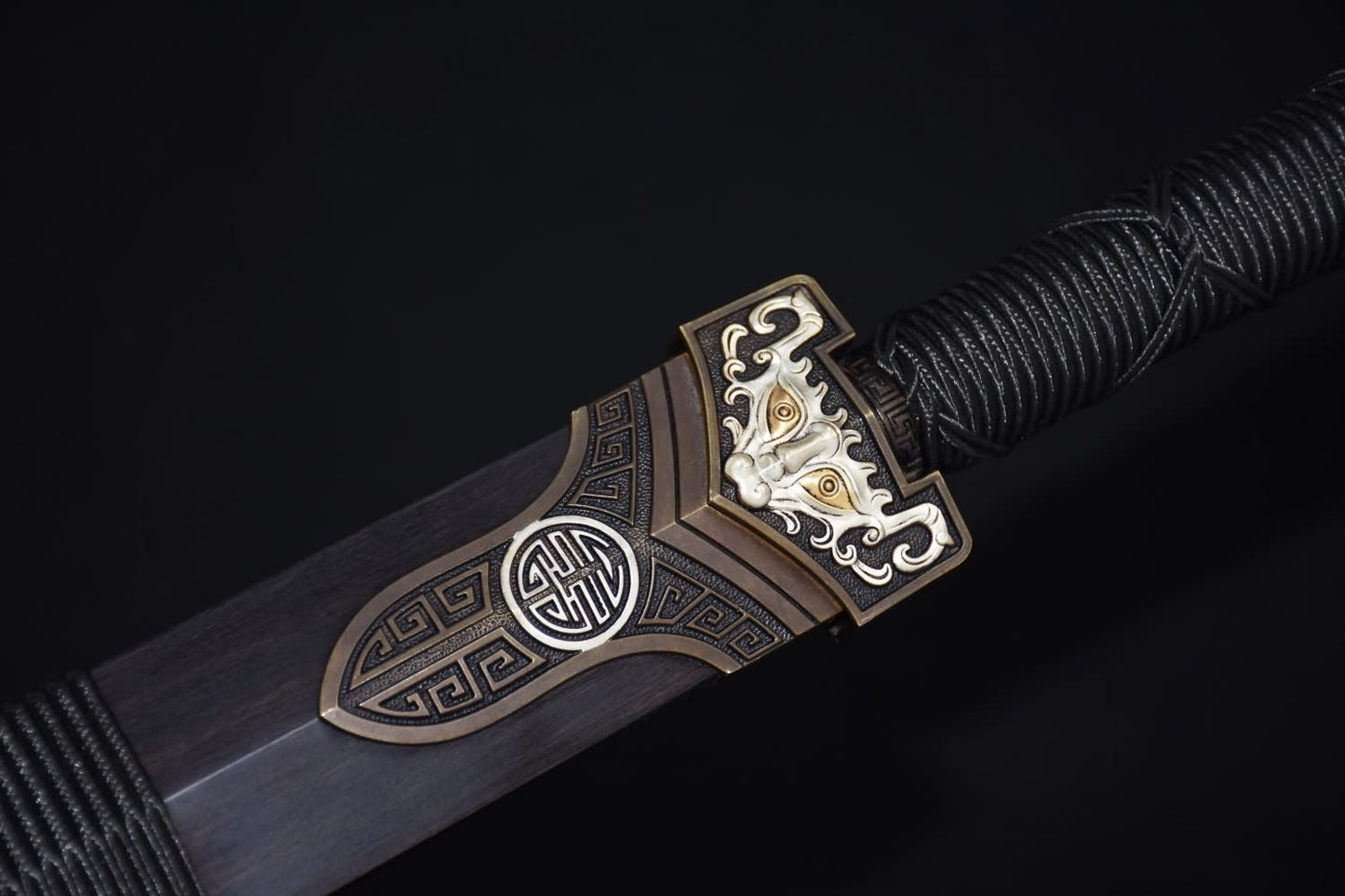 Han jian,T10 High carbon steel blade,Ebony scabbard,Brass