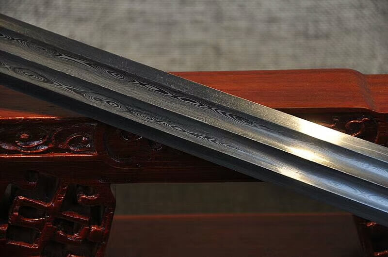 Big Dipper han jian,Damascus steel bade,Black scabbard,Brass fittings