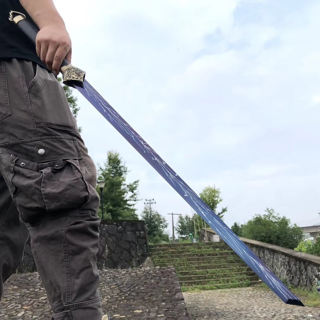 Dao,Saber,Forged High carbon steel blue blade,Black scabbard