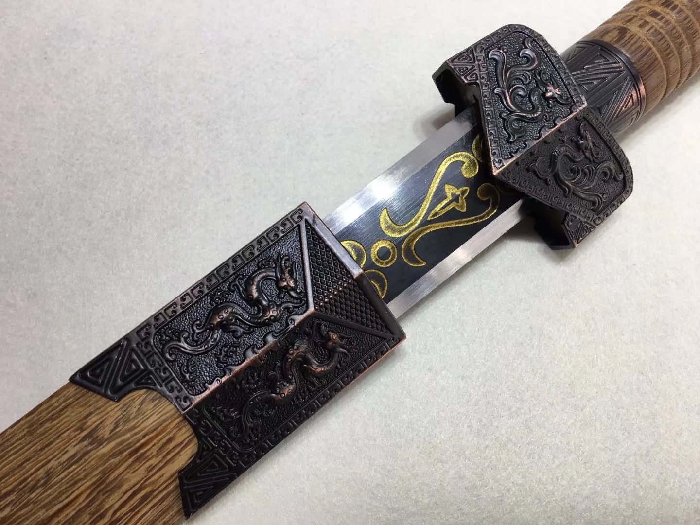 Warring states sword,High carbon steel blade,Rosewood scabbard,Alloy fittings