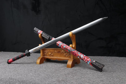 Han jian,Forged High carbon steel Octahedral blade,Color scabbard