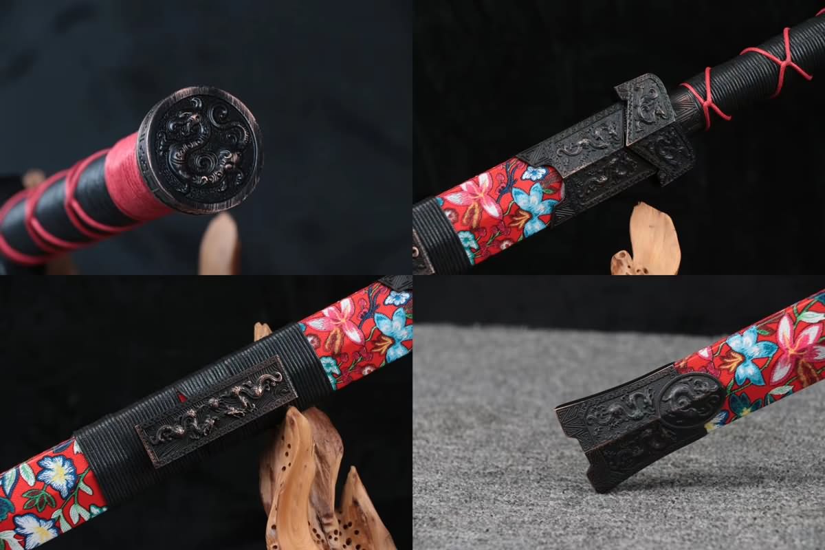 Han jian,Forged High carbon steel Octahedral blade,Color scabbard