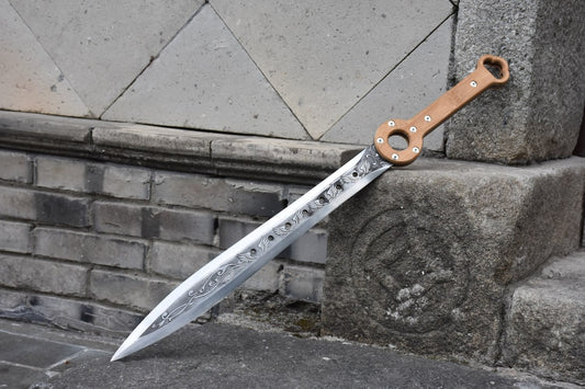 Full tang sword,High carbon steel blade,Leather scabbard