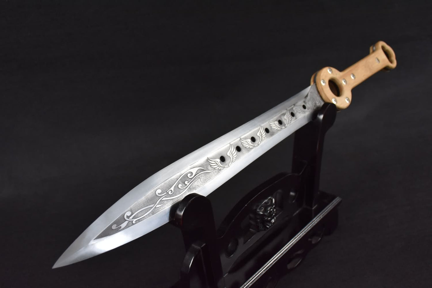 Full tang sword,High carbon steel blade,Leather scabbard