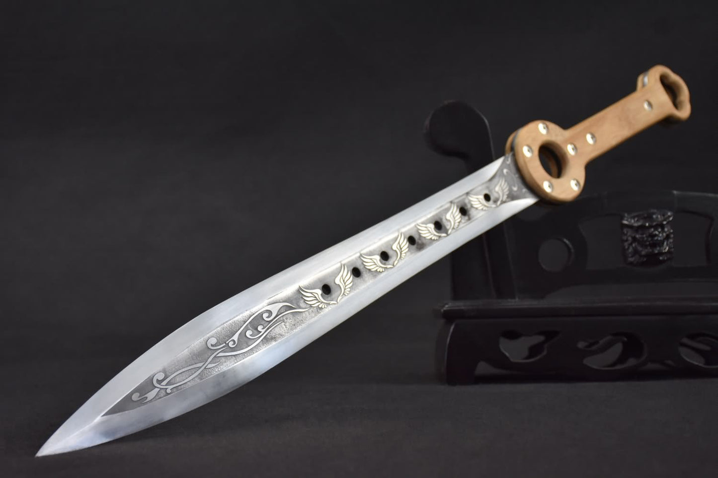 Full tang sword,High carbon steel blade,Leather scabbard