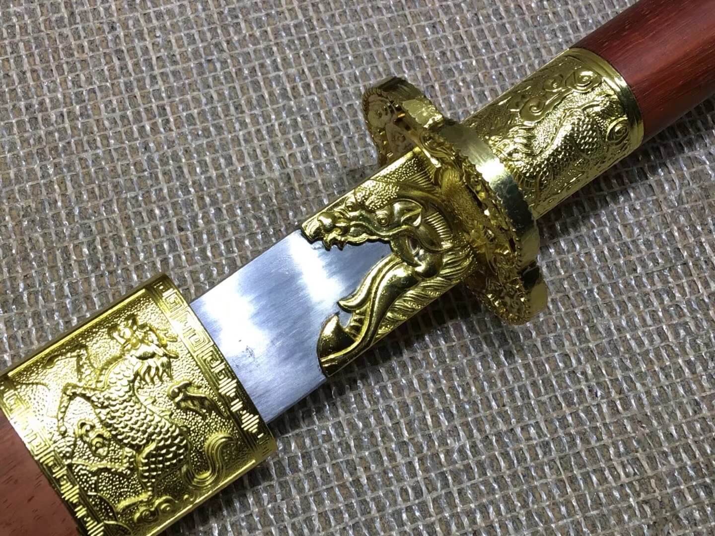 Kangxi dagger,High carbon steel,Red scabbard,Alloy fitted,Length 27"