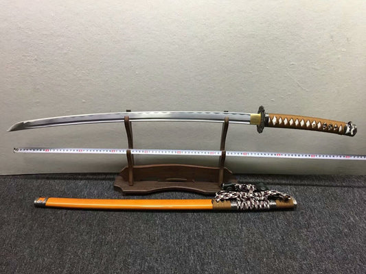 Nihontou Tachi,Nodachi,Medium carbon steel,Wood scabbard,Alloy tosogu