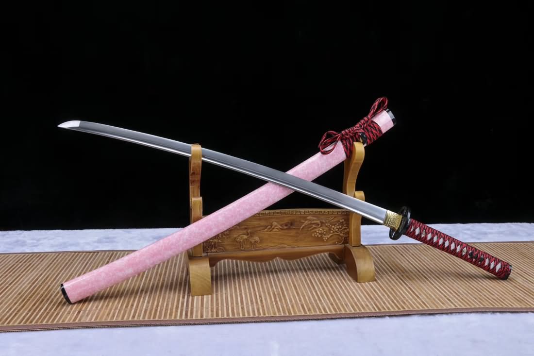 Samurai sword,Medium carbon steel blade,Pink scabbard