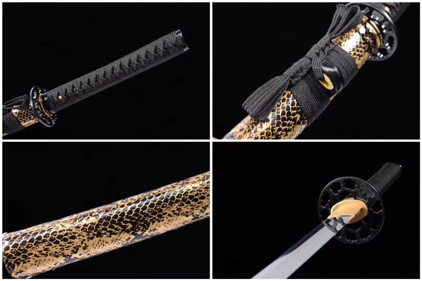 katana,High carbon steel burn blade,Snake skin texture scabbard