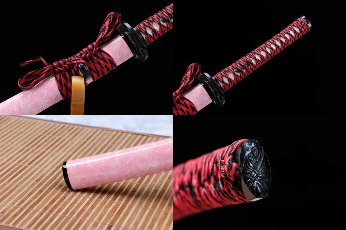 Samurai sword,Medium carbon steel blade,Pink scabbard