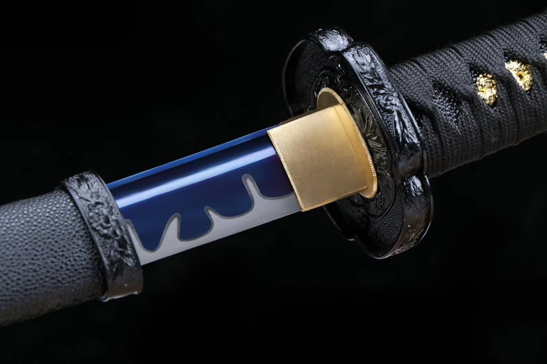 Tachi,Samurai sword,High carbon steel black blade,Kendo