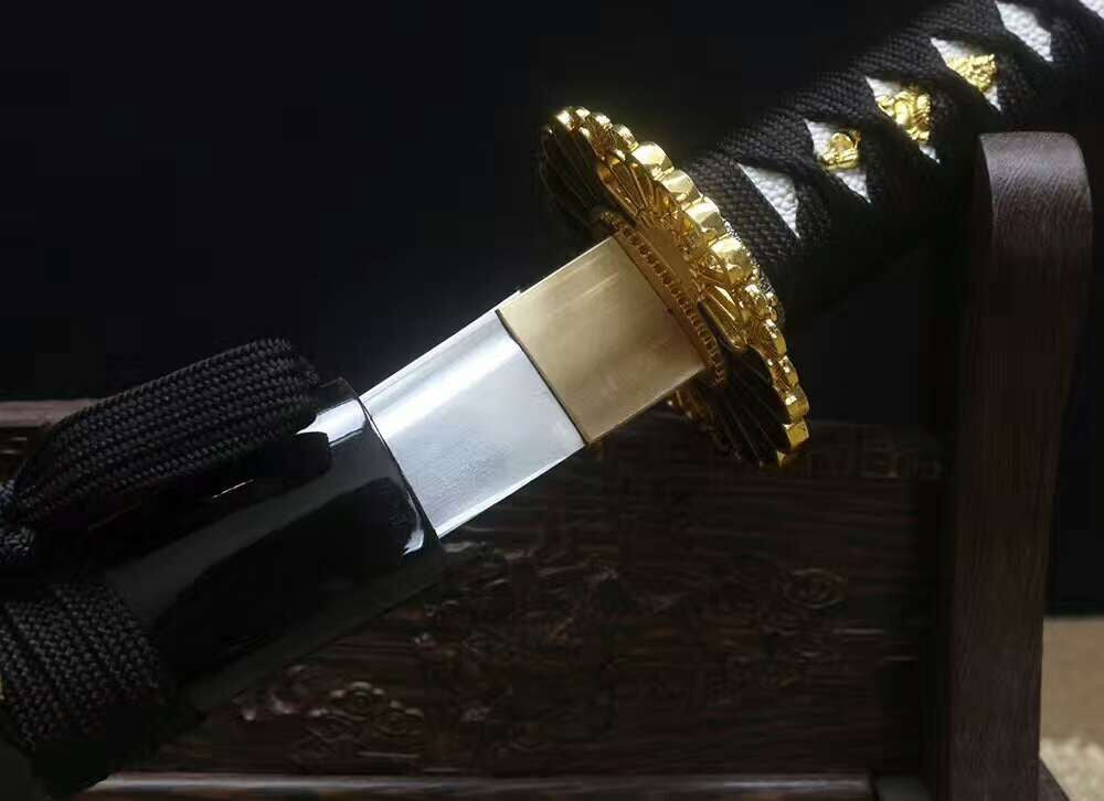 wakizashi,High manganese steel blade,Black scabbard,Alloy Tsuba,Full tang,Length 19 inch