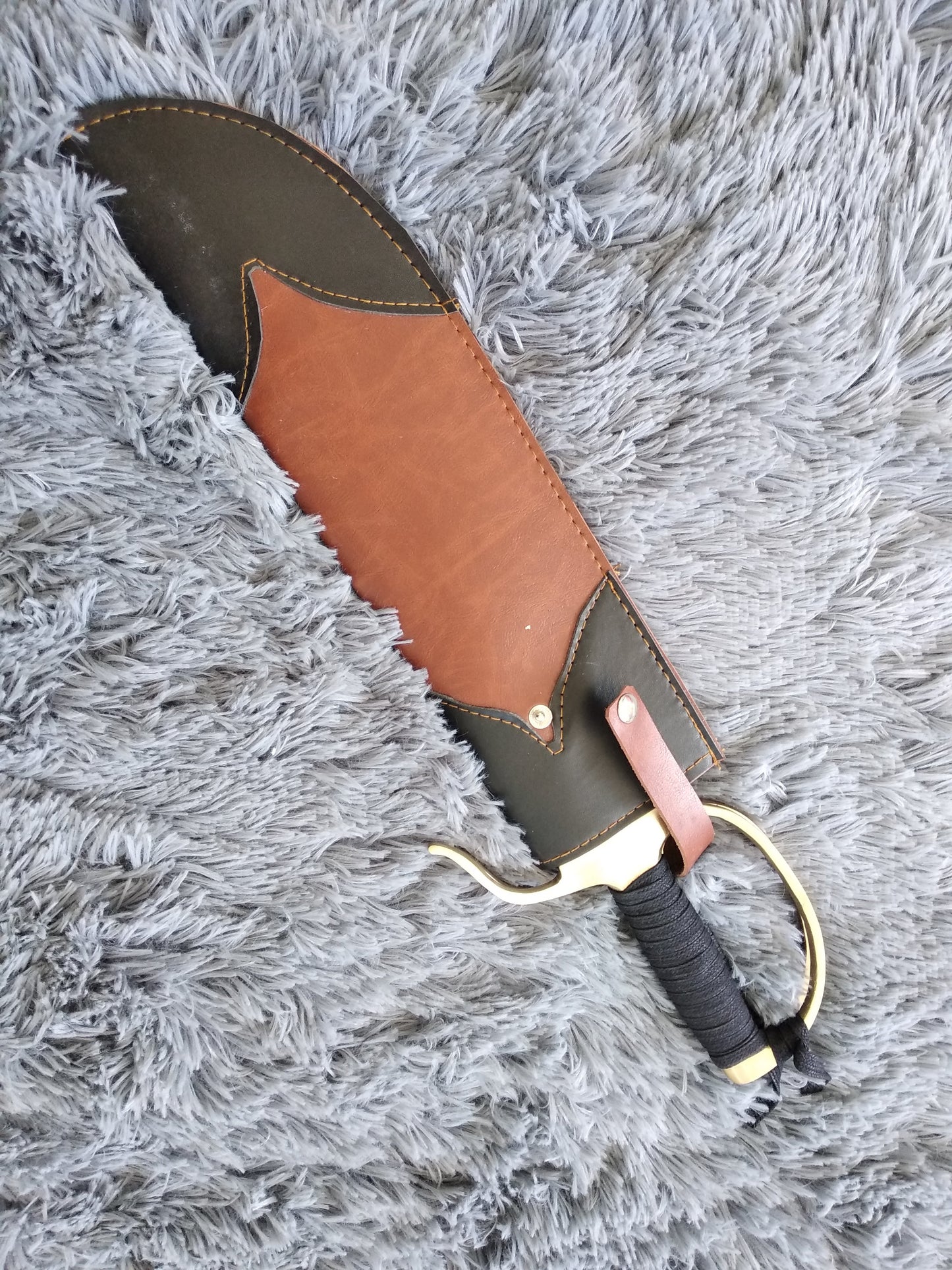 Wing chun Eight cut knife,Stainless steel blade,Leather,Brass