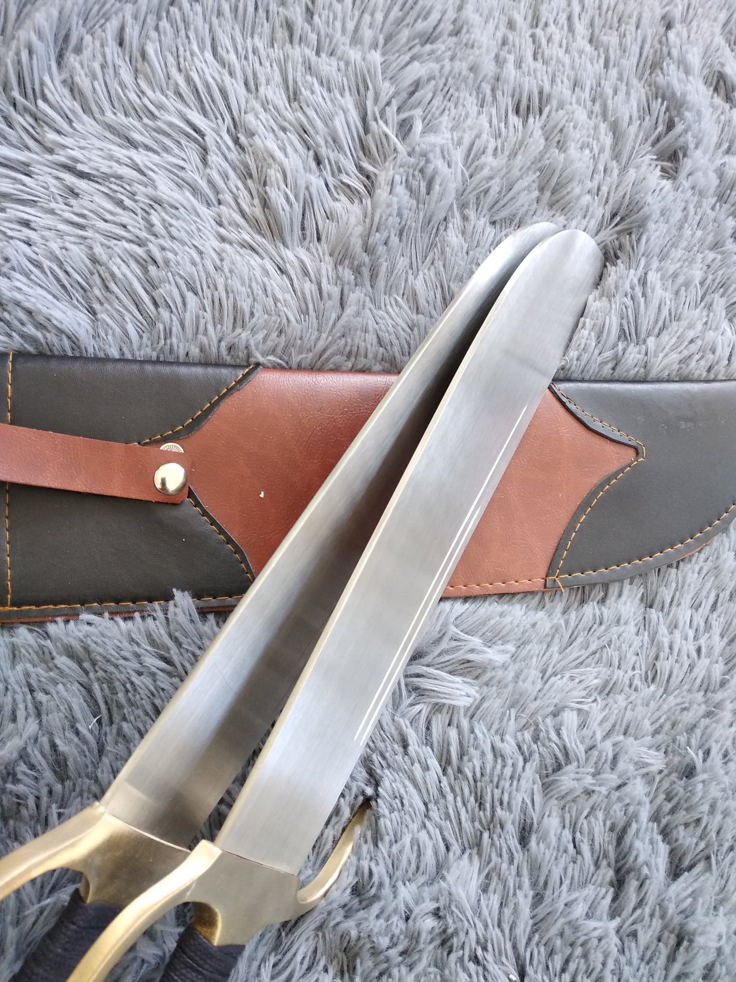 Wing chun Eight cut knife,Stainless steel blade,Leather,Brass