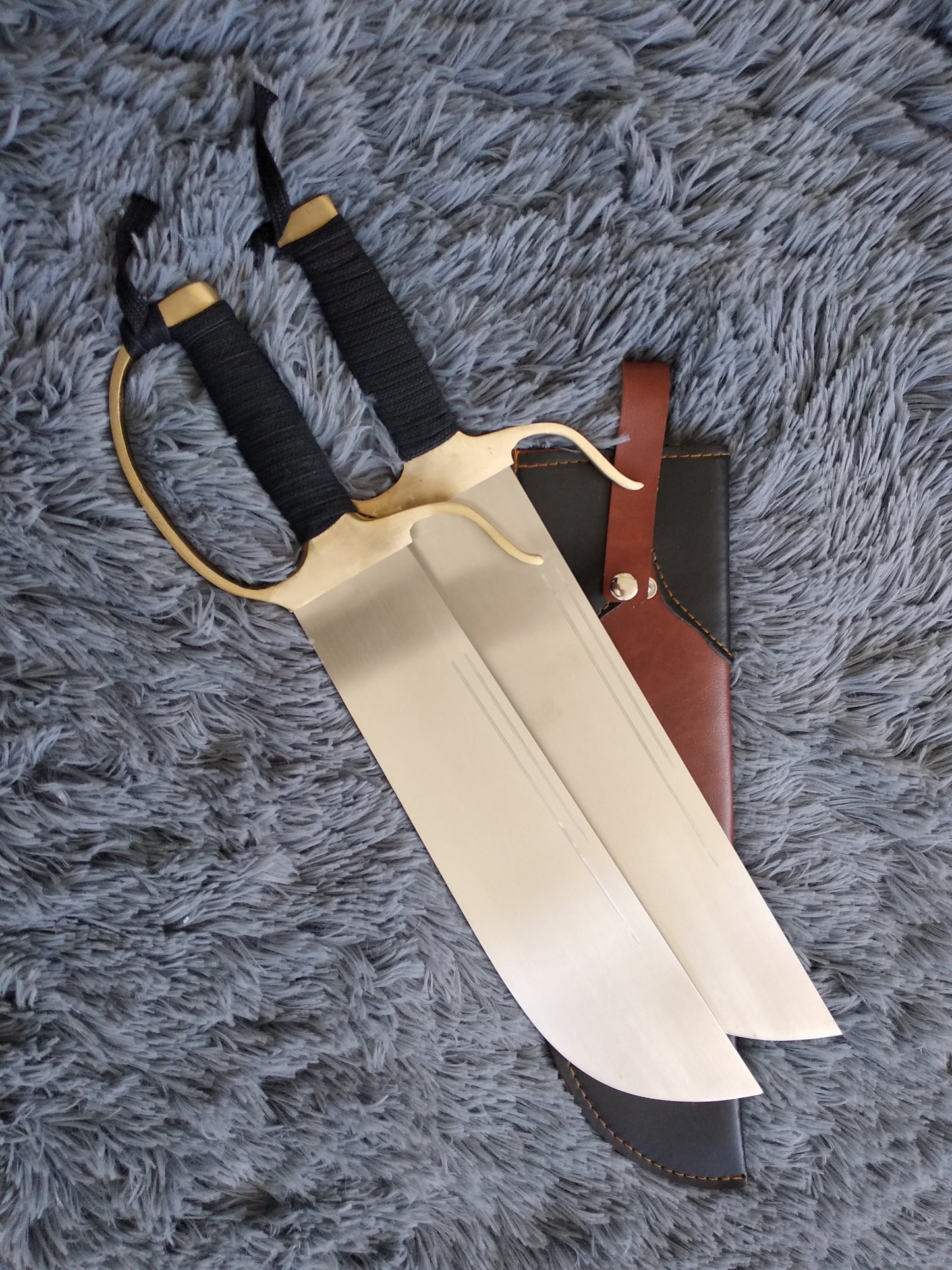 Wing chun Eight cut knife,Stainless steel blade,Leather,Brass