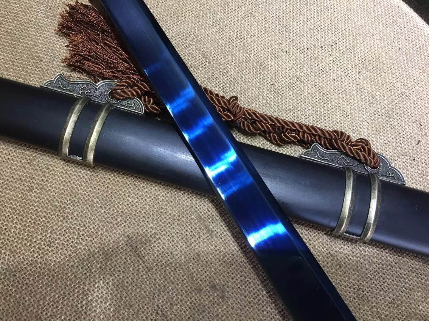 Tang dao,High carbon steel blue blade,Black wood,Alloy,Full tang