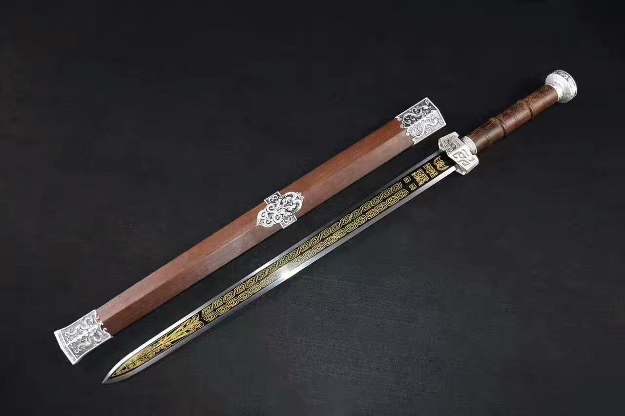 Qin jian(High carbon steel,Rosewood scabbard,Alloy fittings)Length 30"