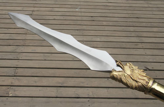 Chinese dragon spear,Stainless steel wave spearhead,Length 82 inch