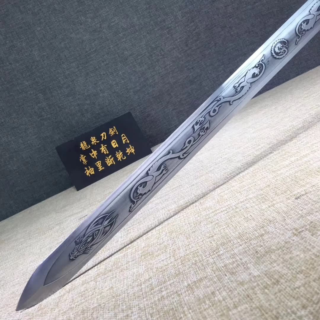 Dragon tiger sword,High carbon steel blade,Black wood,Alloy