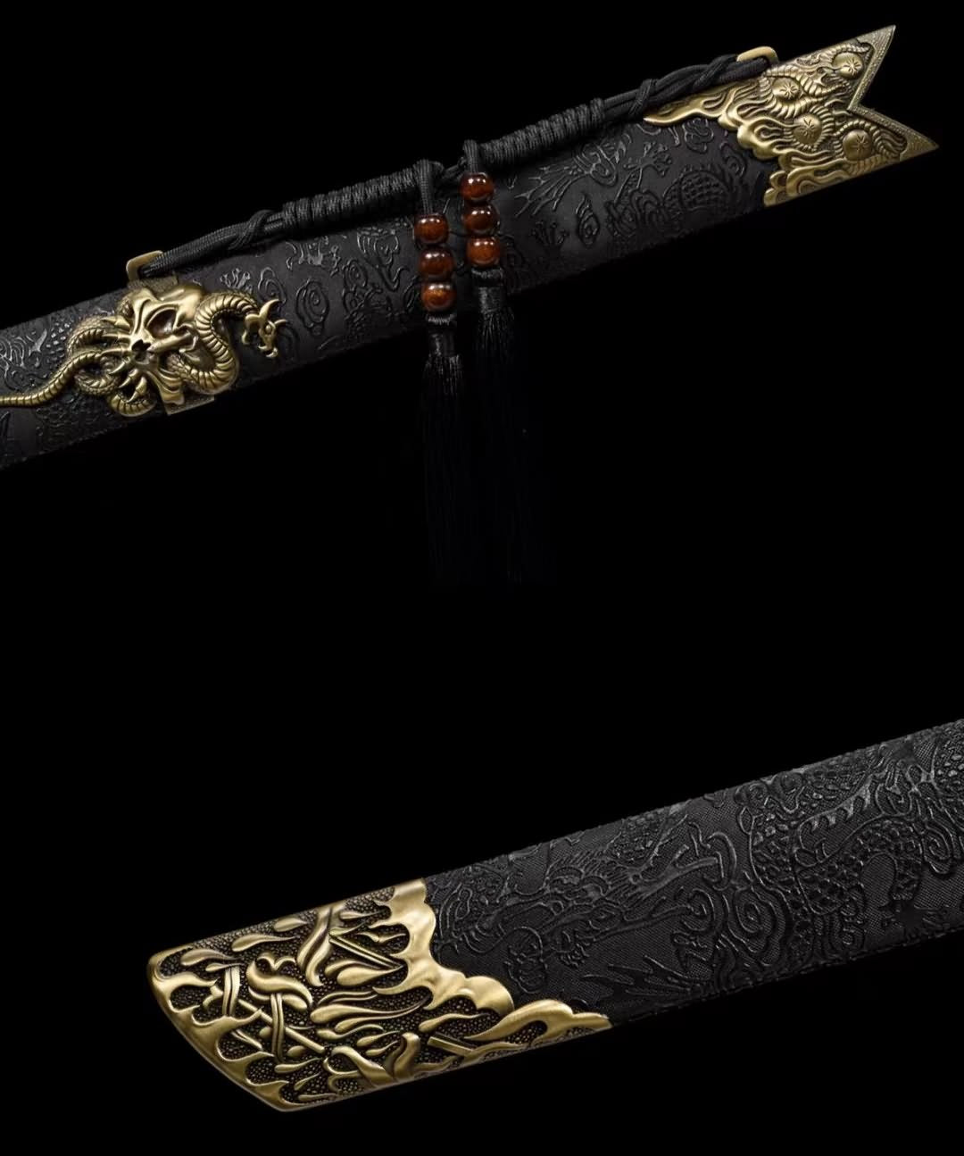 Dragon dao Sword Real,High Carbon Steel Black Blade,Alloy Fittings