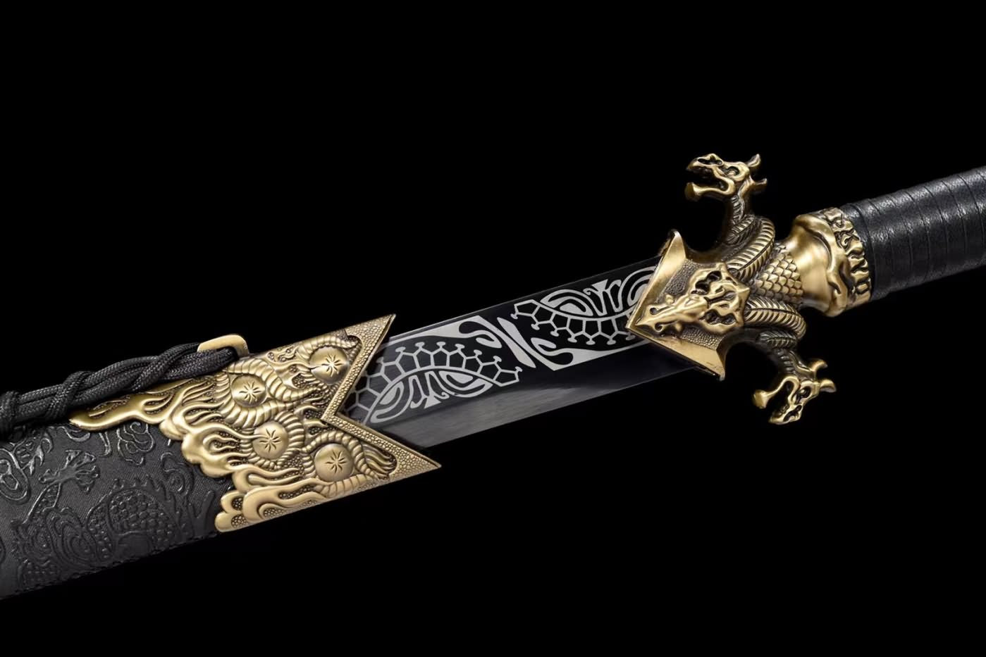 Dragon dao Sword Real,High Carbon Steel Black Blade,Alloy Fittings