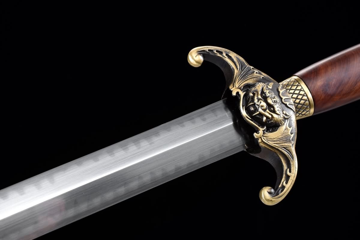 Dragon-Tiger Style Sword,Forged T10 Burn Blade,Brass Fittings