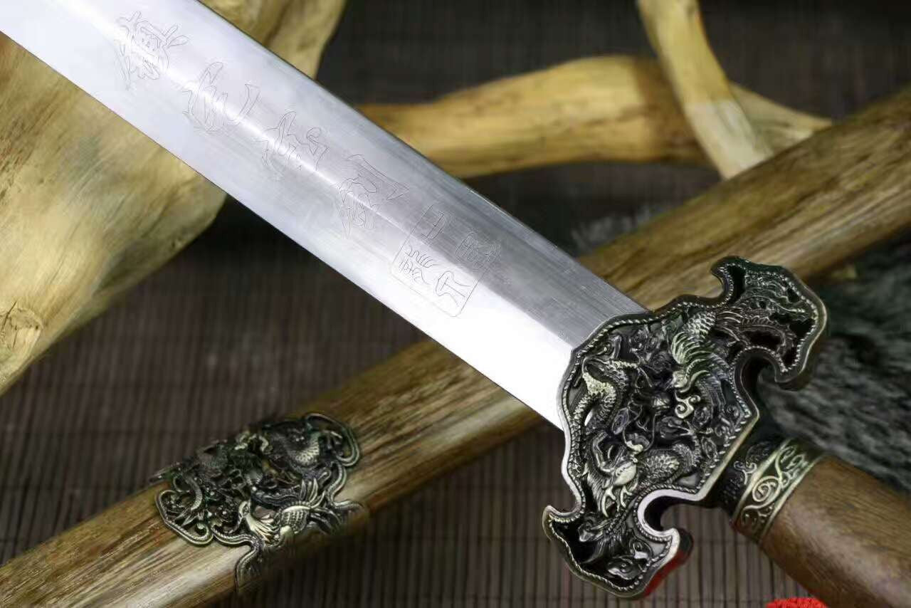 Dragon Phoenix sword(Medium carbon steel,Rosewood,Alloy)Length 39"