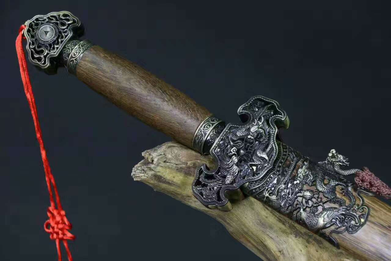 Dragon Phoenix sword(Medium carbon steel,Rosewood,Alloy)Length 39"