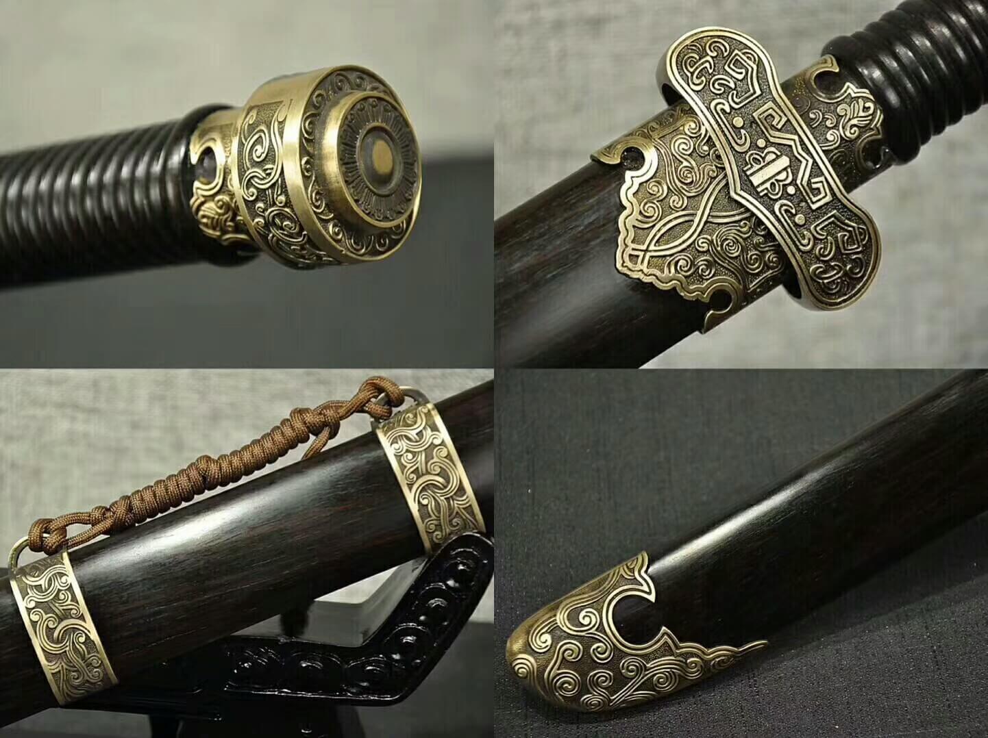 Broadsword,da dao/High carbon steel burn blade/Ebony scabbard/Brass fittings