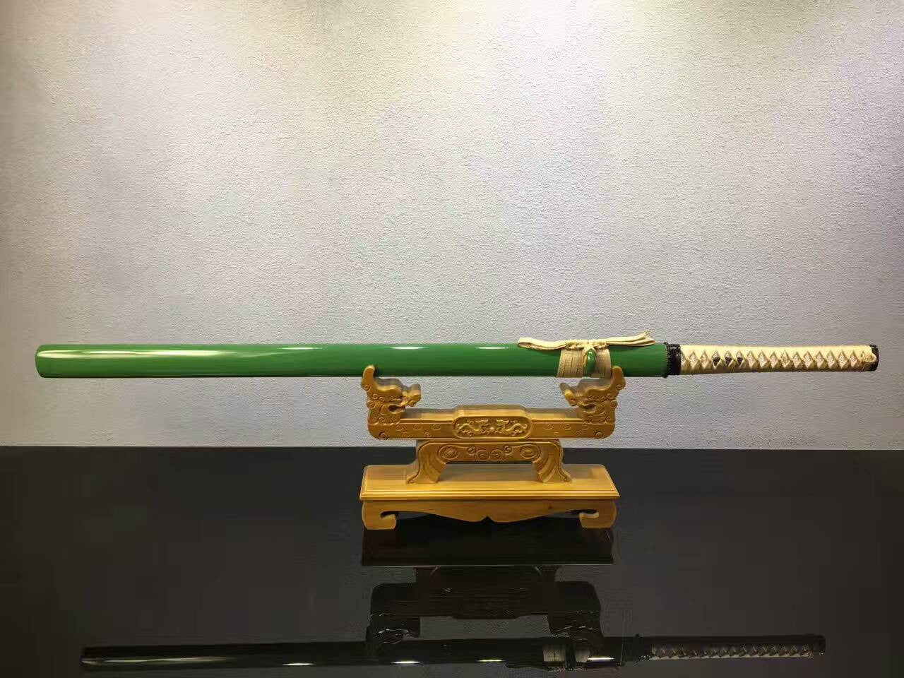 Tang dao(High manganese steel,Green scabbard,Alloy)Full tang,Length 39"