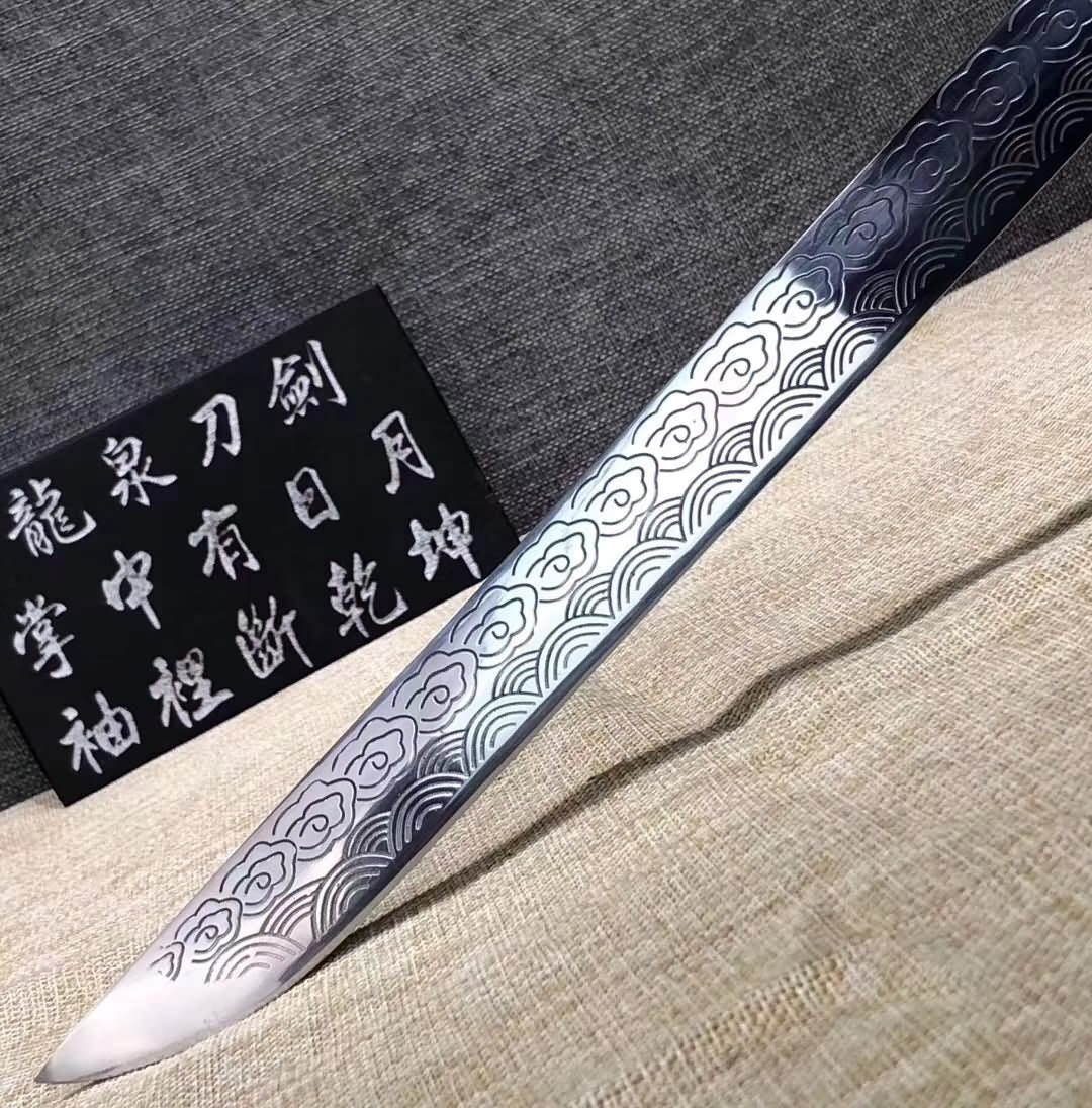 Ninja sword,Handmade High carbon steel etch blade,Full tang