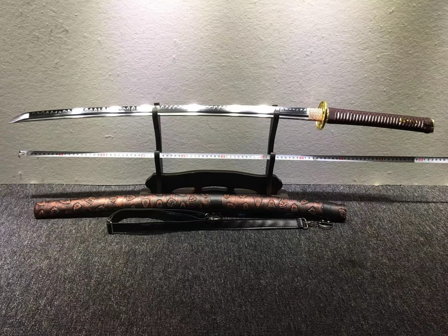 Nihontou katana,High carbon steel burn blade,Leather,Alloy