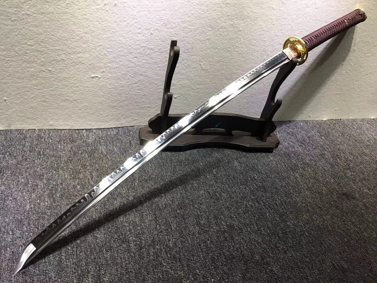 Nihontou katana,High carbon steel burn blade,Leather,Alloy