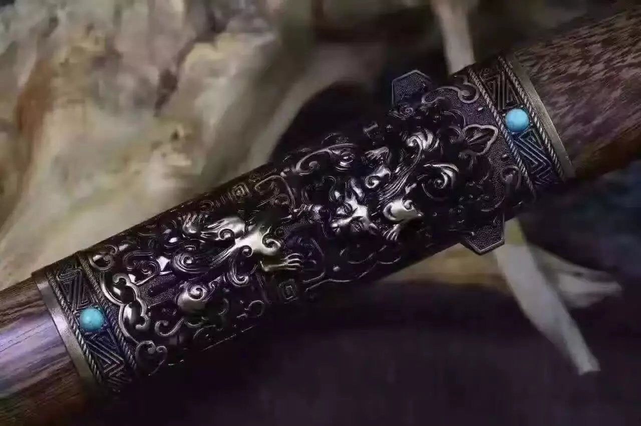 Handmade Fengyun sword,Damascus steel blade,Rosewood scabbard,Alloy