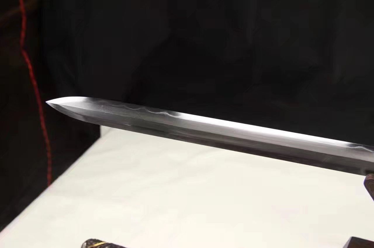 Chinese sword,Damascus steel blade,Skin scabbard,Brass fitting,Full tang&Handmade art