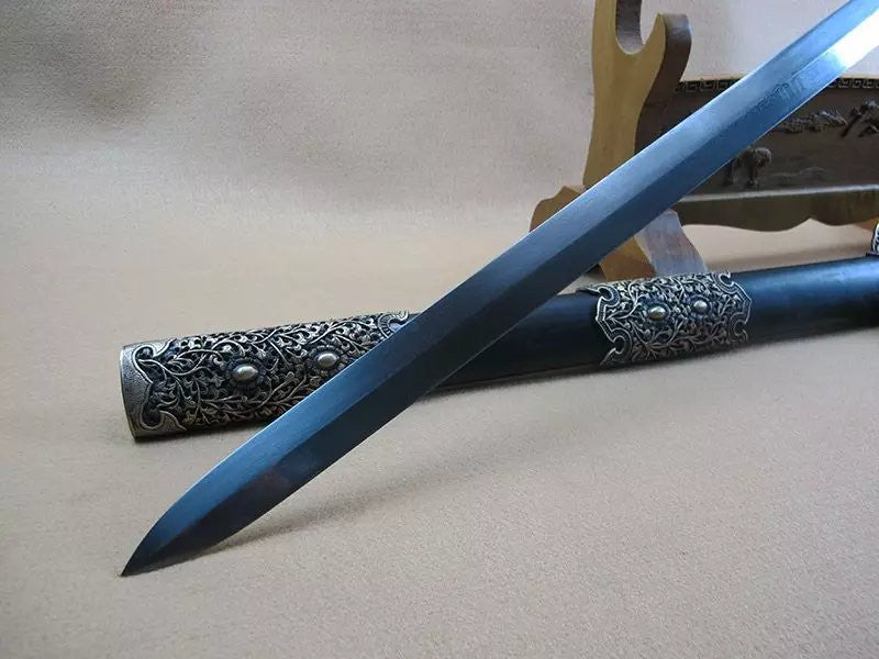 Tang jian/Damascus steel blade,Wood scabbard,Copper fitting