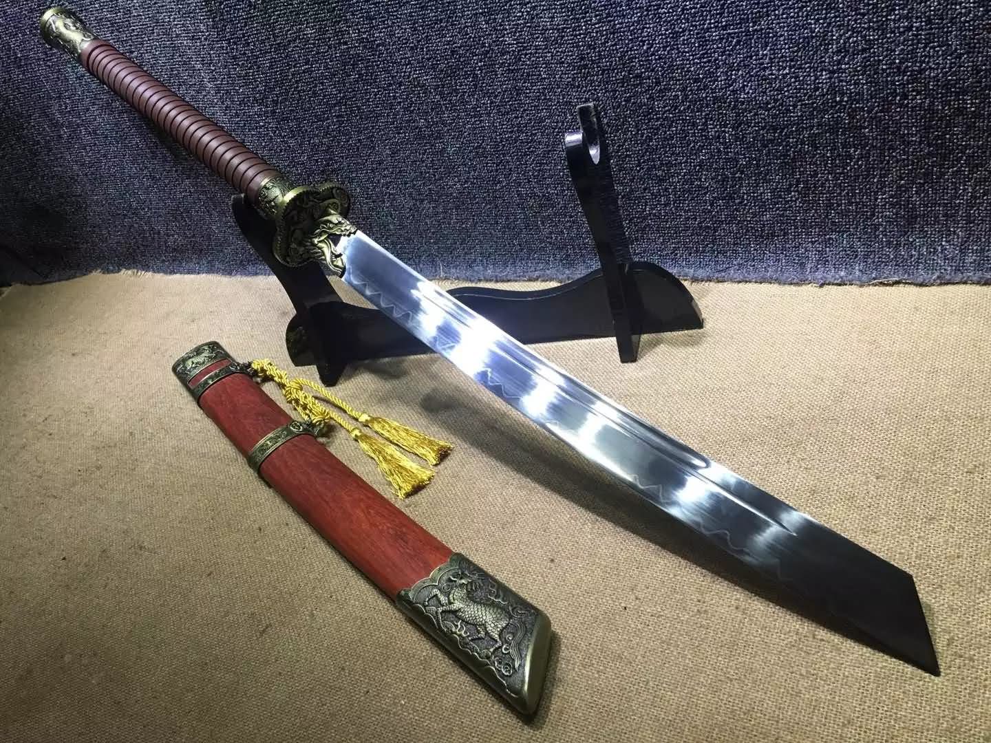 China chop sabers,High carbon steel,Alloy fitted,Redwood scabbard