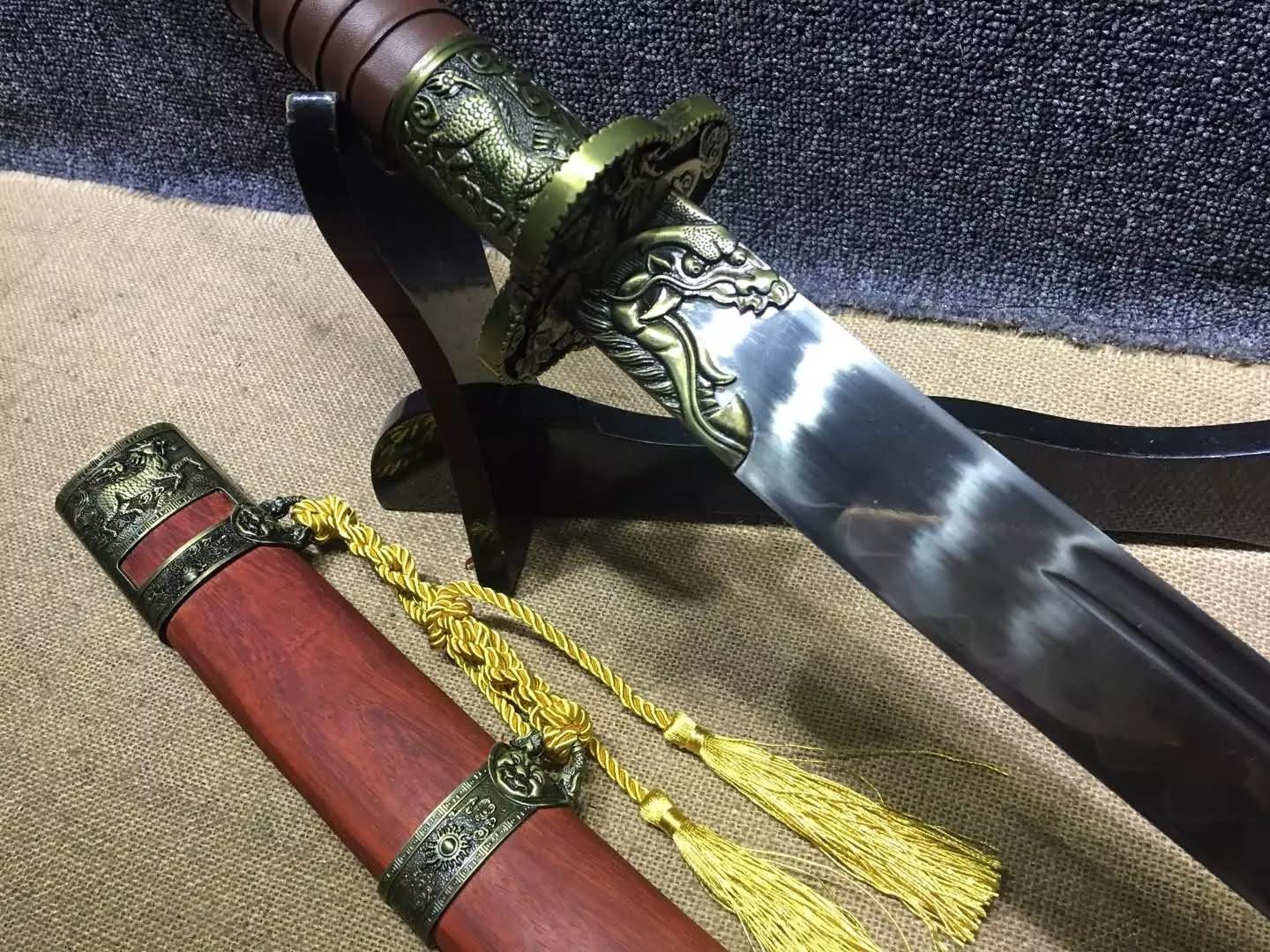 China chop sabers,High carbon steel,Alloy fitted,Redwood scabbard