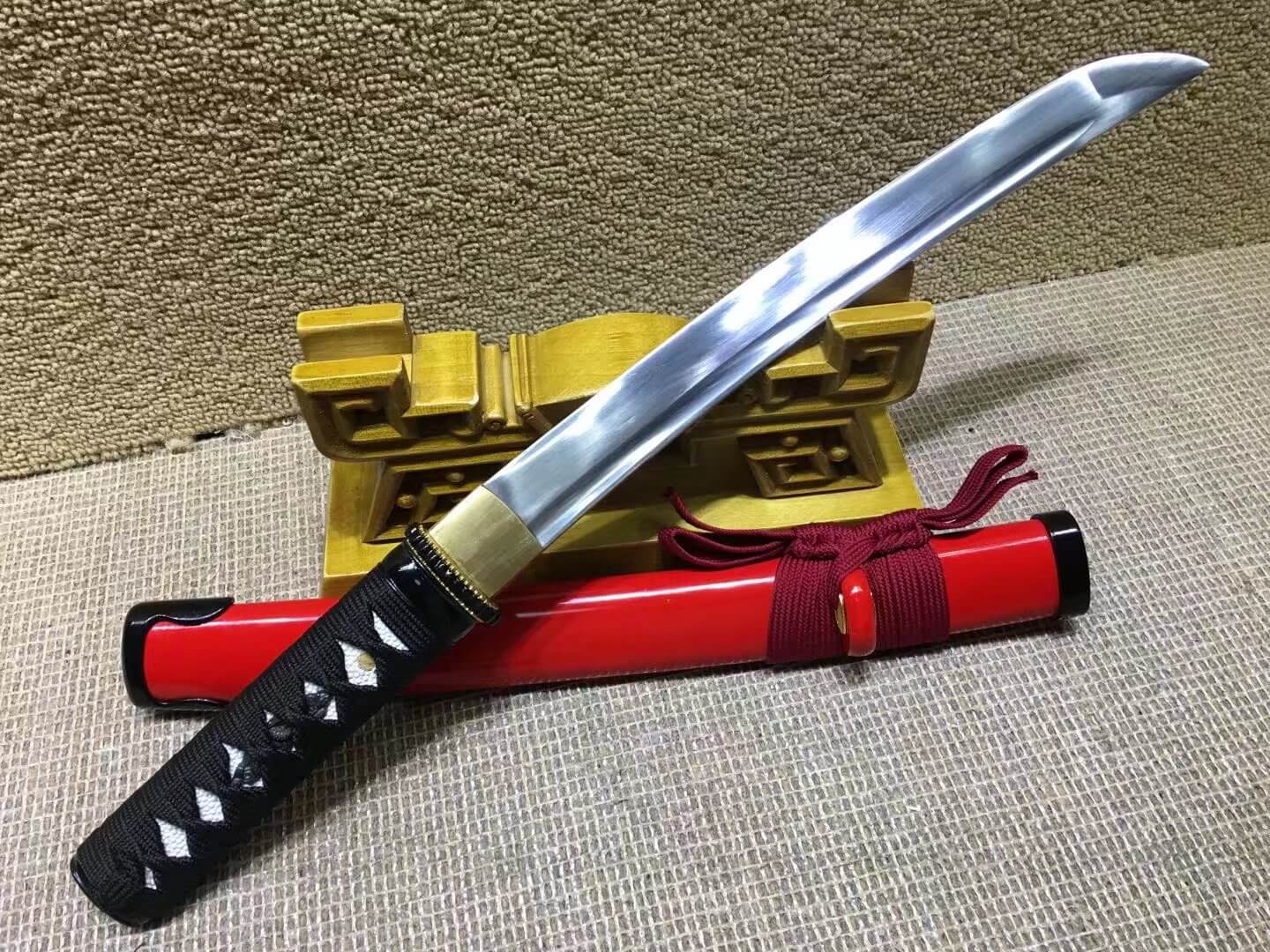 Wakizashi(High manganese steel,Red scabbard,Alloy fitted)Length 21"