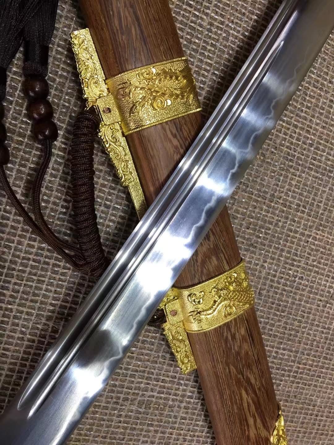 Qing broadsword,T10 high carbon steel burn blade,Rosewood,Alloy